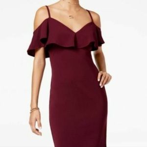 Emerald Sundae Burgundy Off the Shoulder Dress ⭐️
